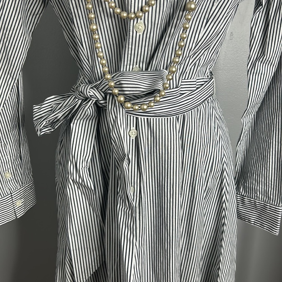 🆕 J. Crew Charcoal & White Button Down Long Sleeve Dress - Picture 3 of 7